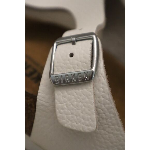 Birkenstock Women's Sz 8 White Leather Gizeh Birko-Flor Sandals - Picture 9 of 13